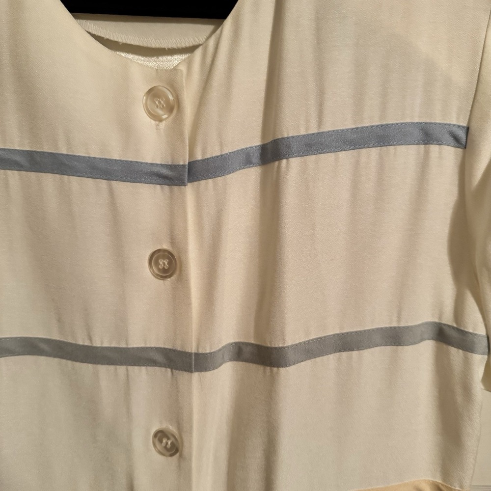 Caribe By Fashion Caribe USA Women's Vtg Button Up Top‎ Rainbow Stripes Sz Small - Picture 4 of 5